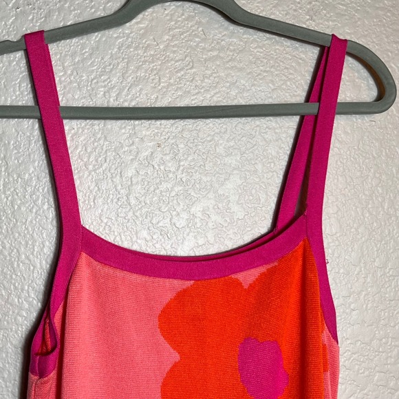 Free Assembly Women's XL Floral Print Knit Sleeveless Midi Tank Dress Pink - Picture 3 of 8